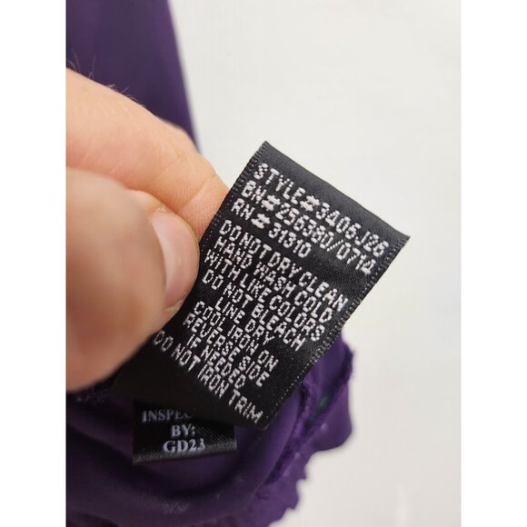 ALYX Womens Blouse Top Size 1X Purple Embellished 3/4 Sleeve Wrap Glam Timeless - Picture 7 of 10